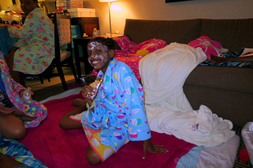 Smiling With Her Kids Facial Face Masque On! Smiling With Her Kids Facial Face Masque On!