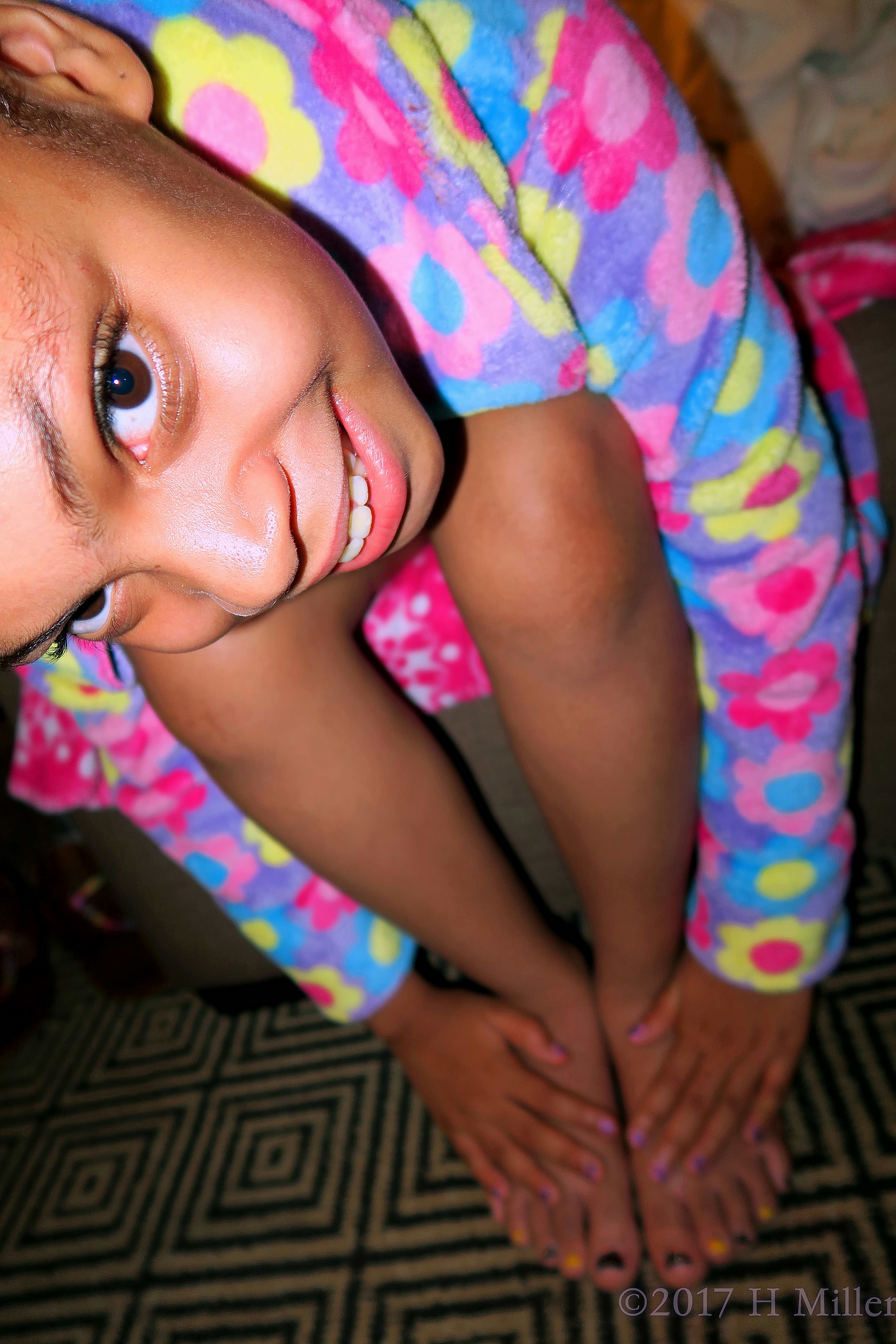 Smiling After Her Kids Mani And Pedi. Smiling After Her Kids Mani And Pedi.