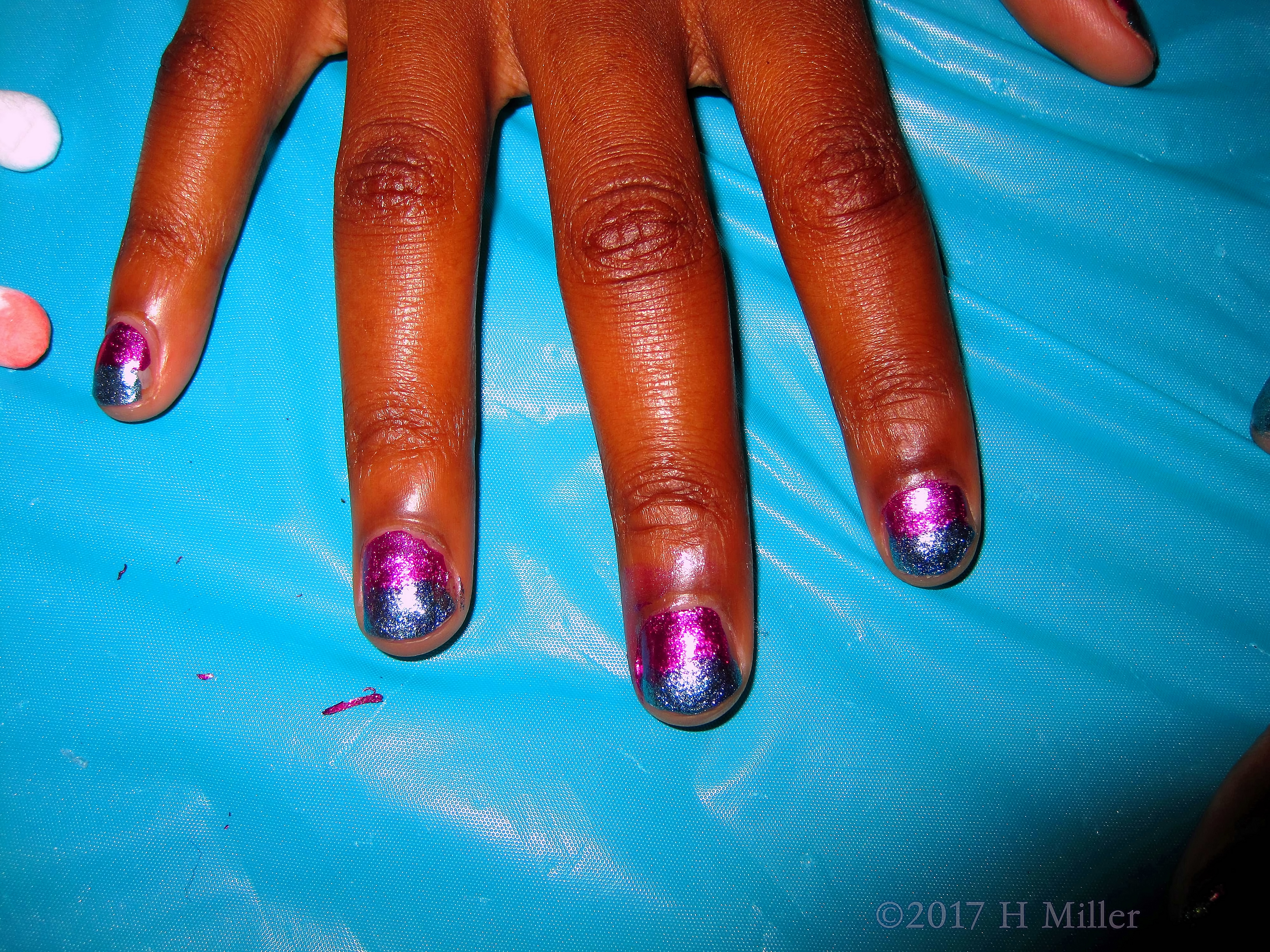 What A Pretty Purple And Blue Ombre Mini Manicure. 4