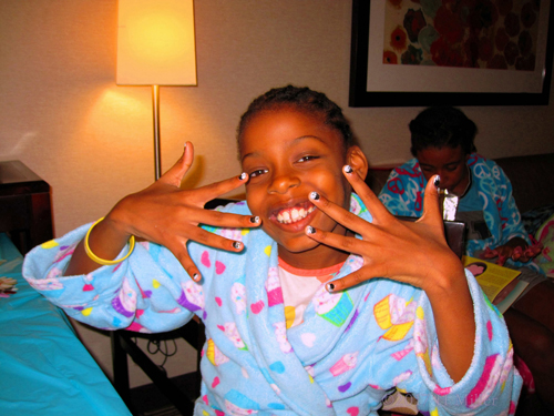 Big Smiles After Her Awesome Ombre Girls Manicure. Big Smiles After Her Awesome Ombre Girls Manicure.