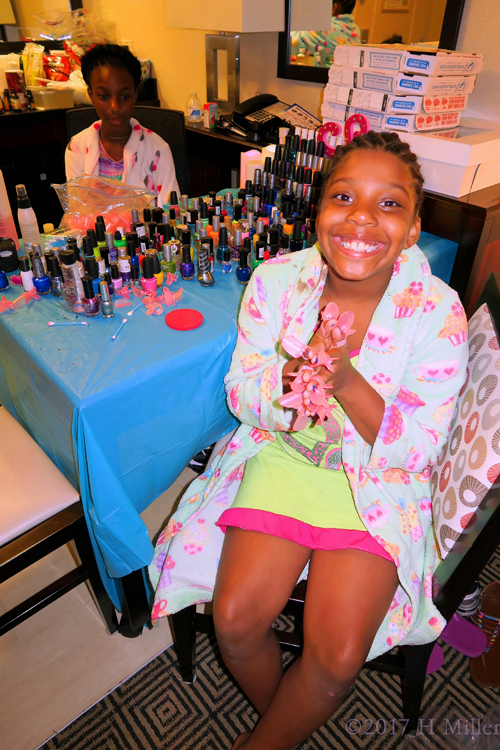 Super Big Smiles At The Spa For Girls After Her Mini Manicure Is Finished Super Big Smiles At The Spa For Girls After Her Mini Manicure Is Finished