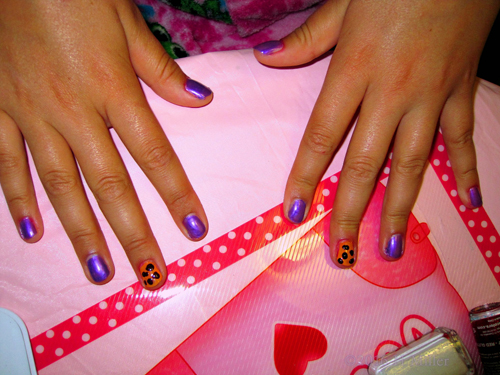 Cool Purple And Orange Kids Manicure