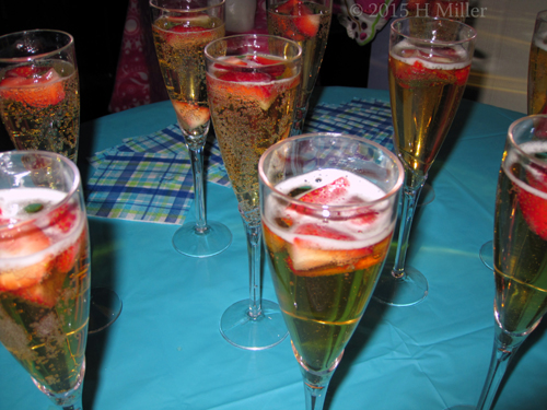 Sparking Champagne With Strawberries For Kid
