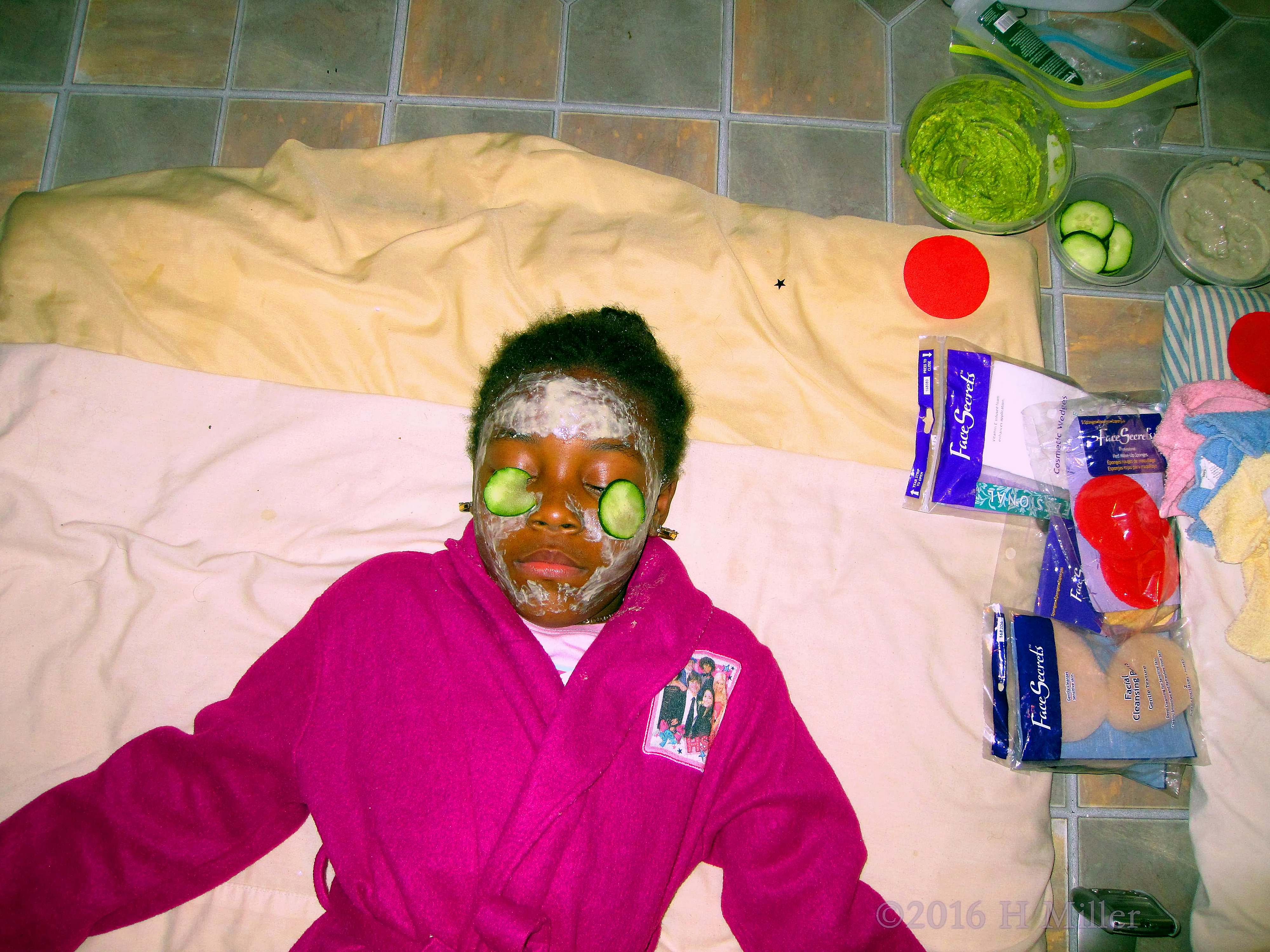 She's Relaxing With A Kids Spa Vanilla Yogurt Facial