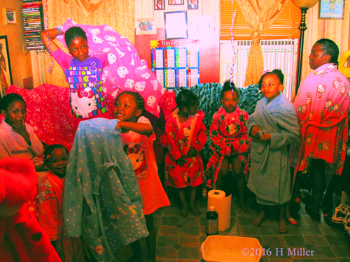 Putting On Cute Kids Spa Robe Putting On Cute Kids Spa Robe