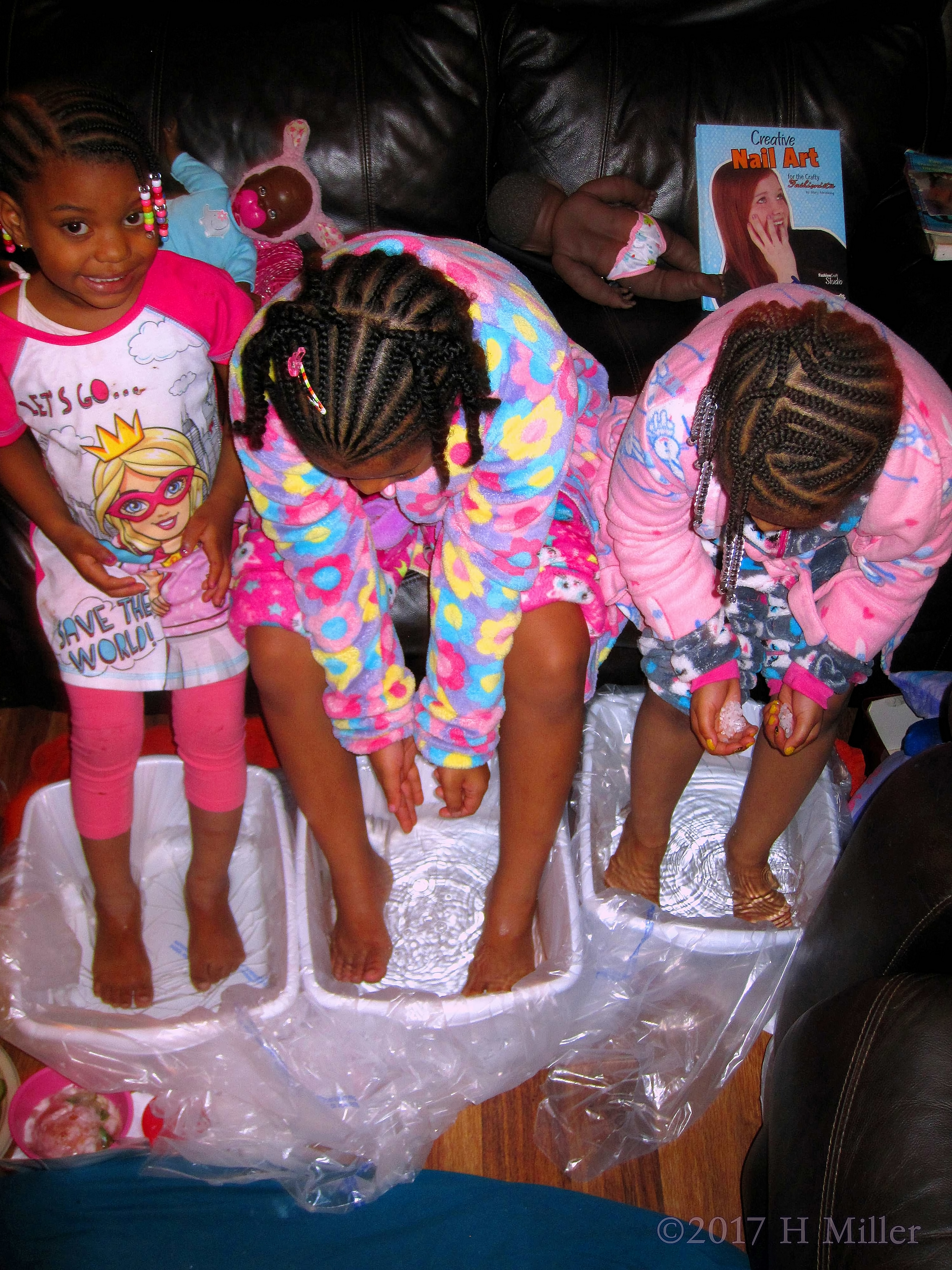 While Pouring The Salt Into The Kids Pedicure Footbaths! While Pouring The Salt Into The Kids Pedicure Footbaths!