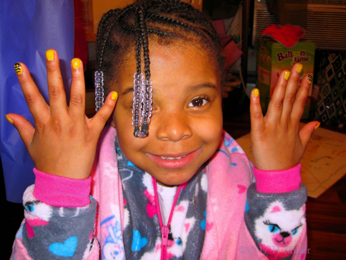 The Birthday Girl Smiling After Her Kids Manicure! The Birthday Girl Smiling After Her Kids Manicure!