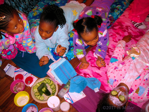 The Girls Wait For Their Turn At Kids Facials. The Girls Wait For Their Turn At Kids Facials.