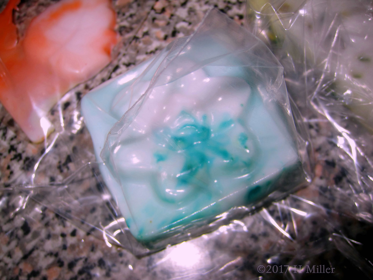Pretty Blue Flower Imprint On The Homemade Soap Kids Craft! 