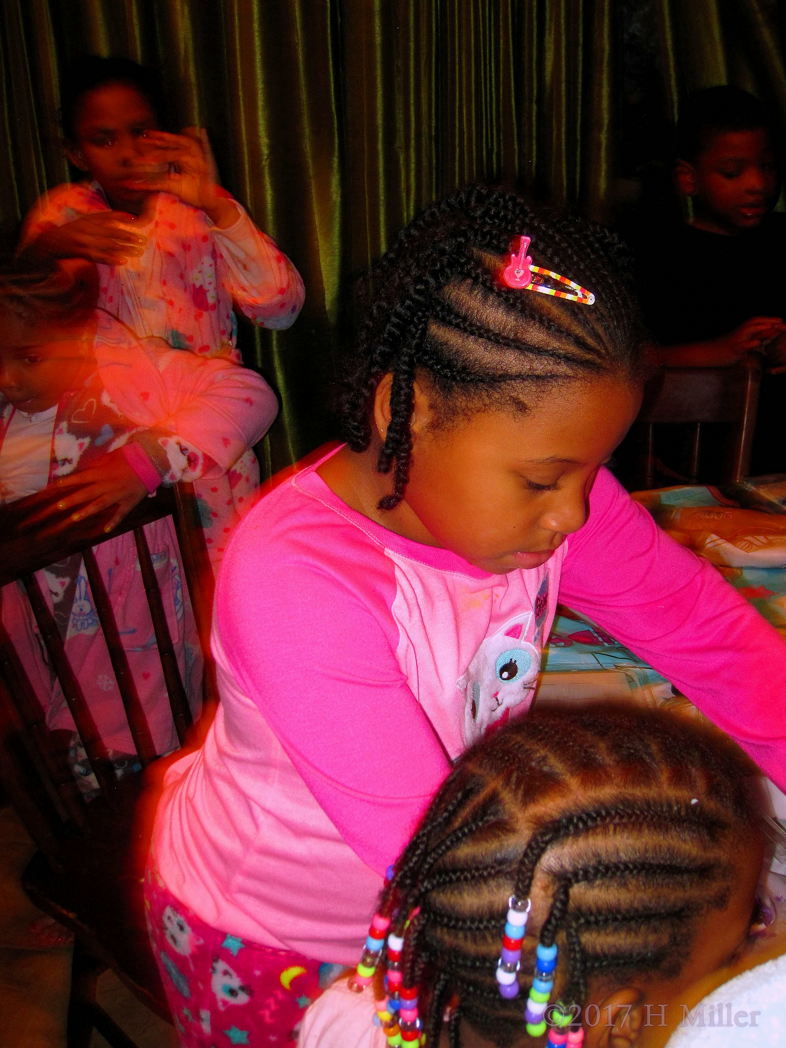 She Helps Out Her Friend With The Crafts Activity. She Helps Out Her Friend With The Crafts Activity.