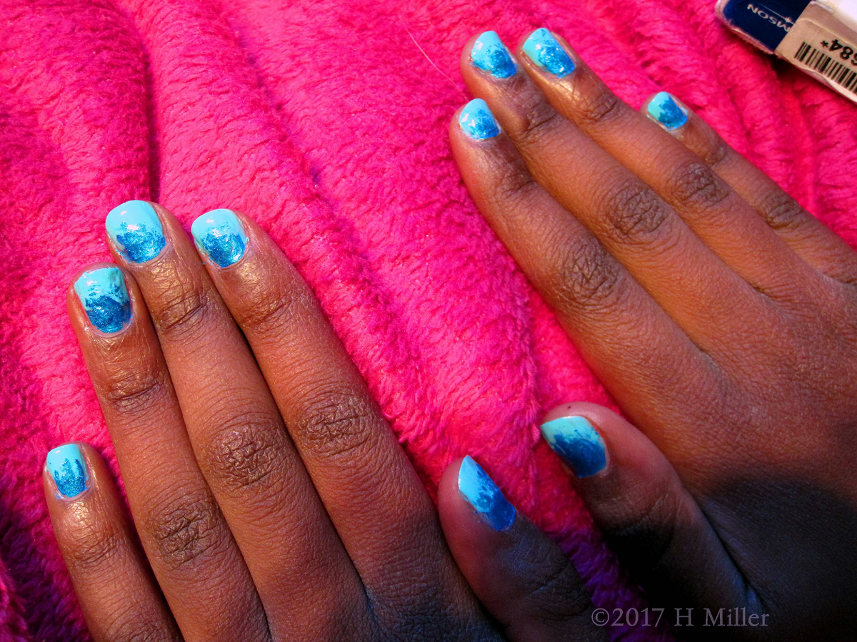 Kids Nail Art With A Sea Effect