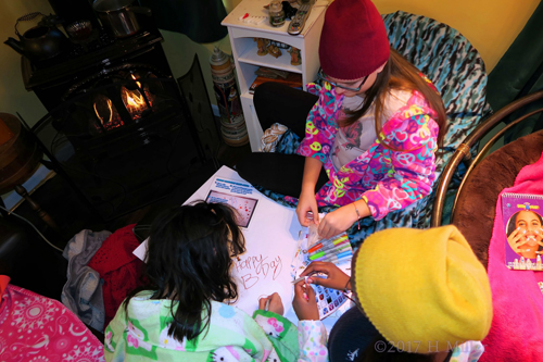 Writing Their Heartfelt Wishes For Bridget's Spa Birthday Card!