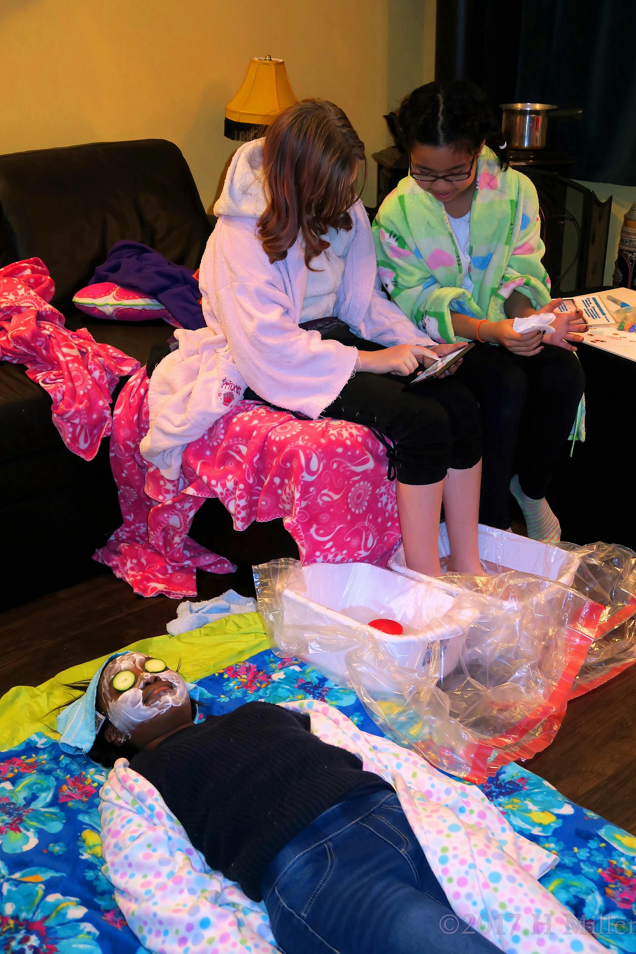 Talking To Her Friend At The Spa For Girls. 