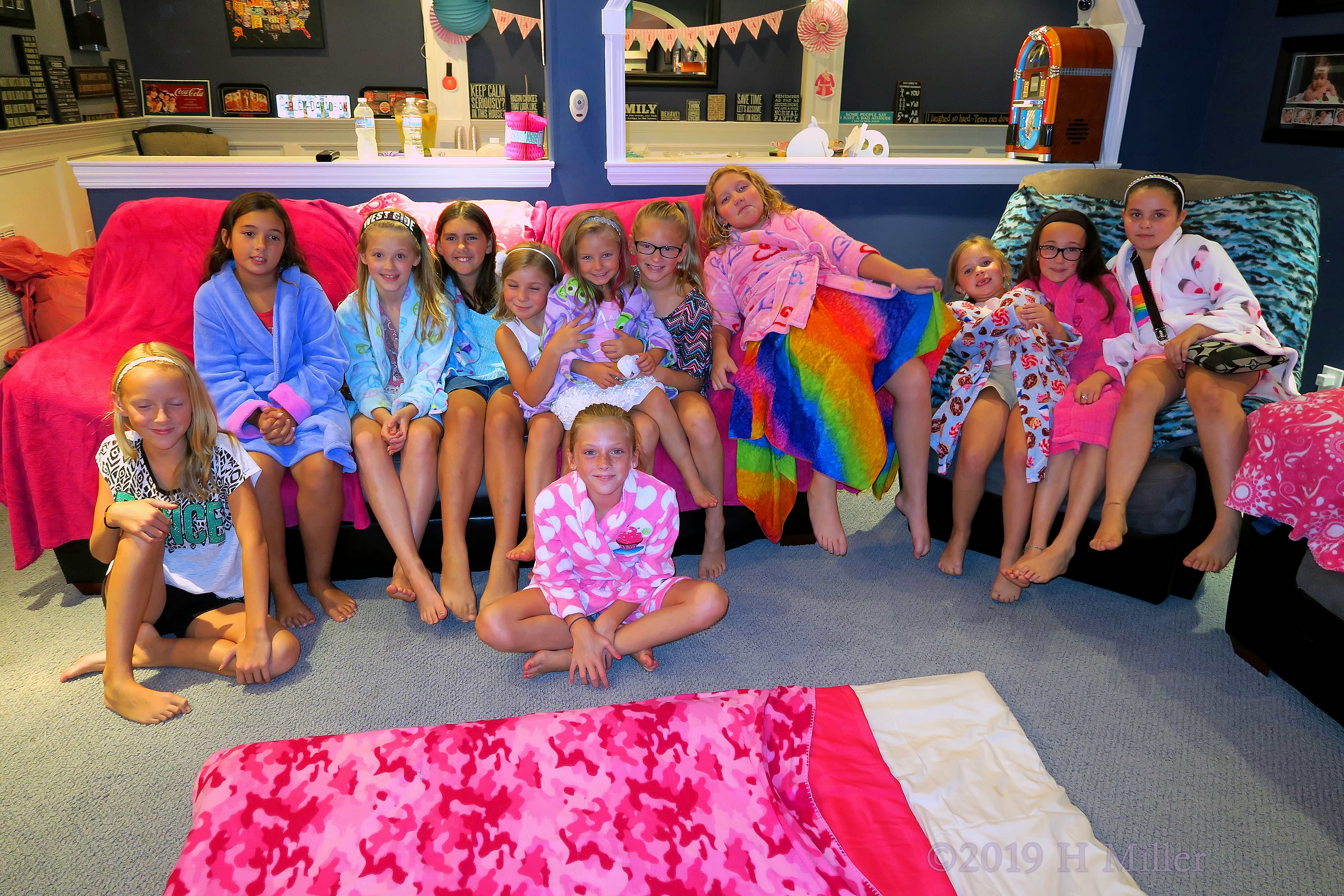 Grinning For Group Photos At The Kids Spa Party! Grinning For Group Photos At The Kids Spa Party!