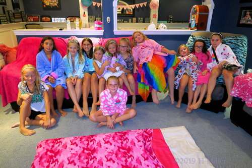 Grinning For Group Photos At The Kids Spa Party! Grinning For Group Photos At The Kids Spa Party!