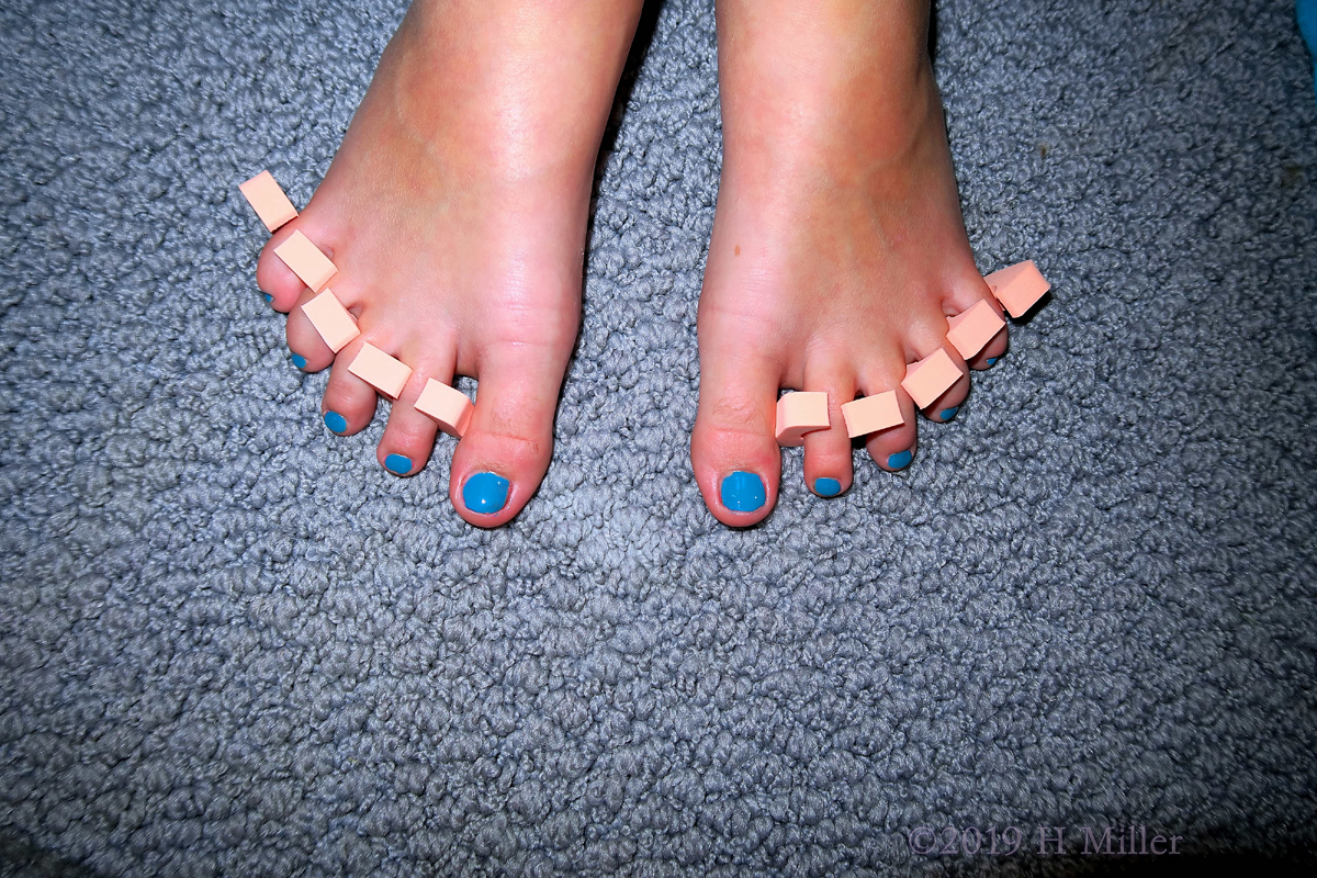 Bedazzled In Blue! Kids Pedi Featuring Blue Nail Polish! 