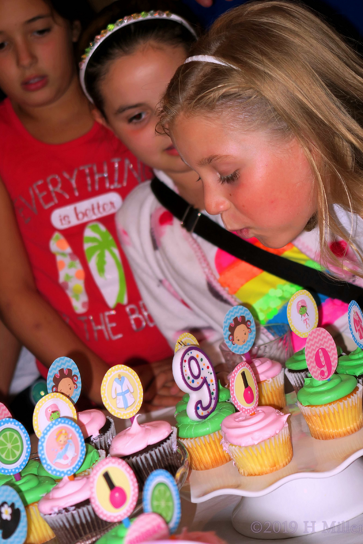 Blissful Blessings! Blowing Out Candles On Cupcakes At The Kids Spa Party! 1