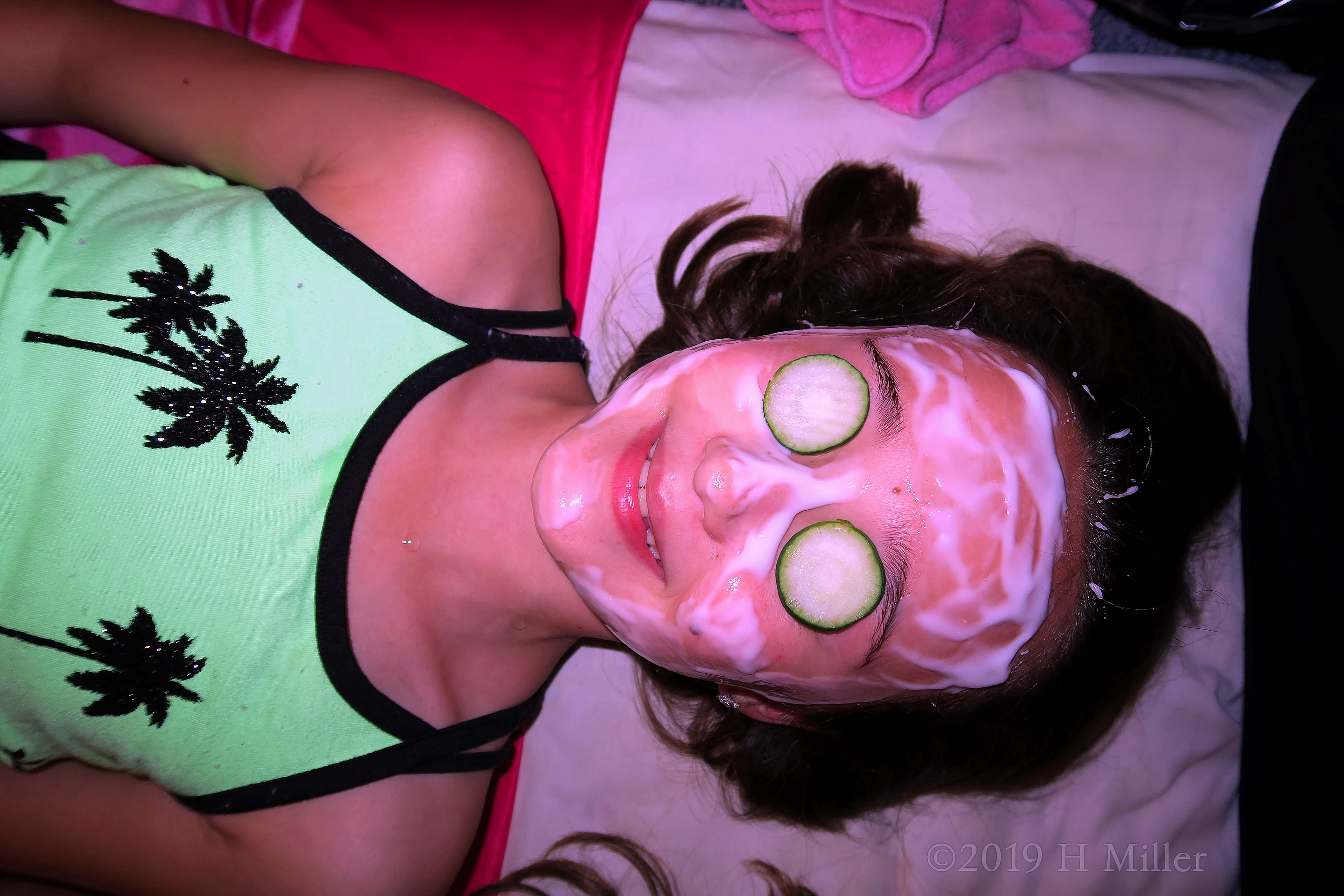 Smiling With Cukes On The Eyes And A Facial For Girls! 4 Smiling With Cukes On The Eyes And A Facial For Girls! 4