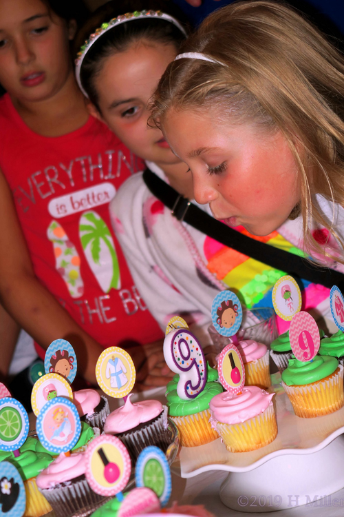 Blissful Blessings! Blowing Out Candles On Cupcakes At The Kids Spa Party! Blissful Blessings! Blowing Out Candles On Cupcakes At The Kids Spa Party!