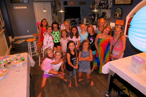 Kids Spa Party Group Photo Before Cake And Dessert! 