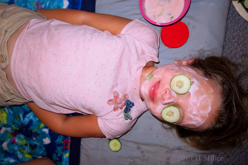 Relaxing With Cukes On Her Eyes During Facials For Girls At The Spa For Kids! Relaxing With Cukes On Her Eyes During Facials For Girls At The Spa For Kids!