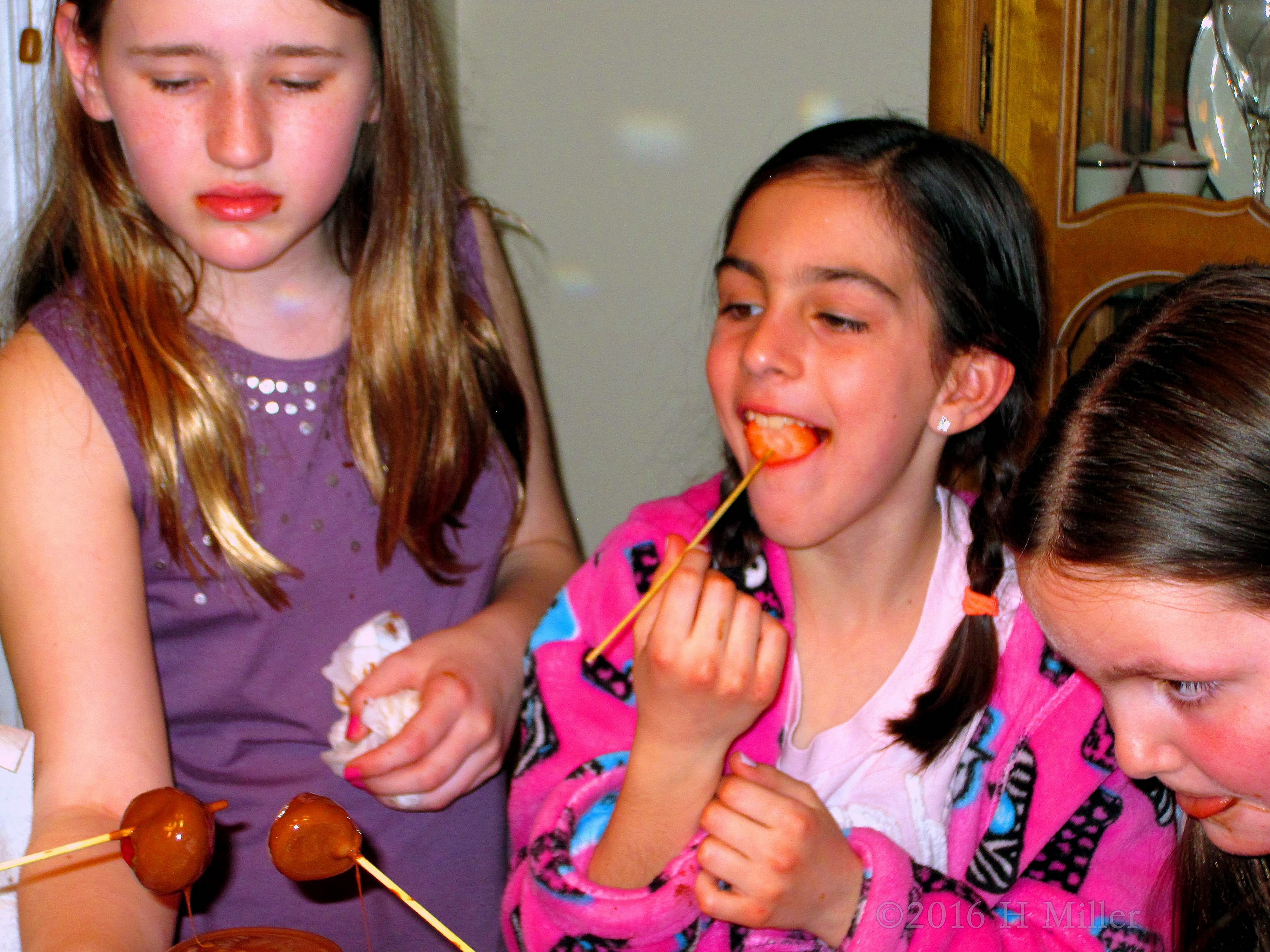 Birthday Girl Is Enjoying The Chocolate Dipped Strawberries 