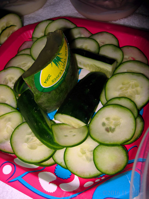 A Plate Of Cukes And Aloe Ingredients For The Kids Facials!