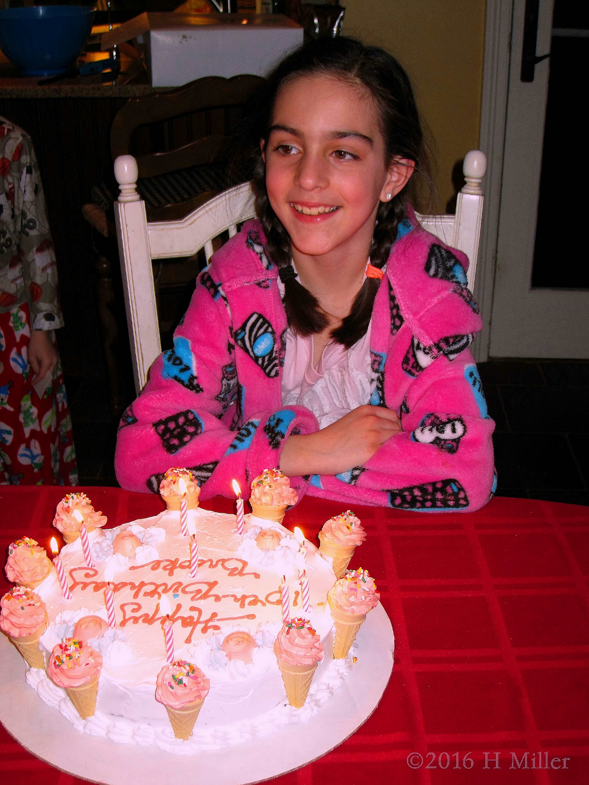 Smiling And Happy Seeing Her Beautiful Birthday Cake! 