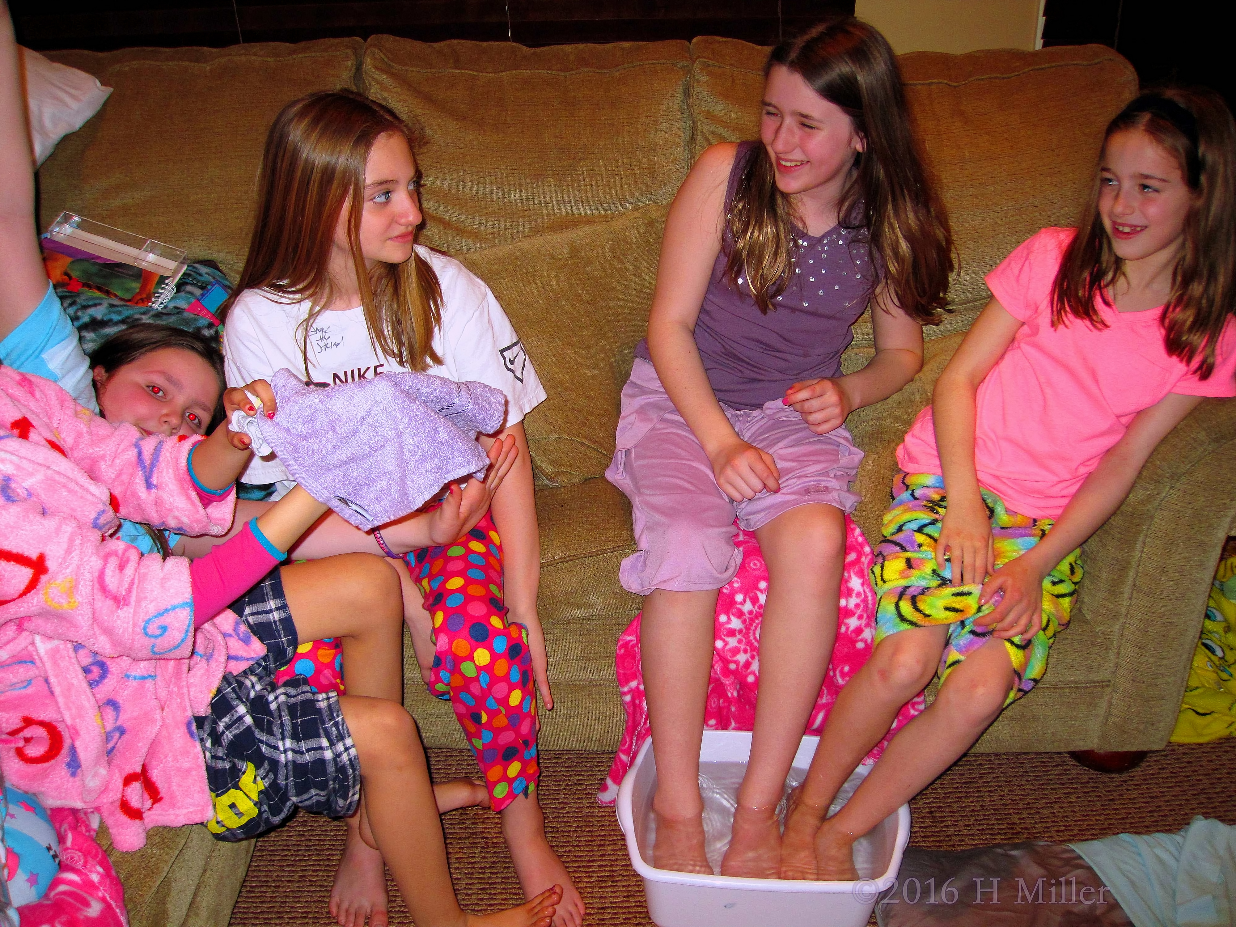Kids Enjoy The Pedicure At The Girls Spa Party!