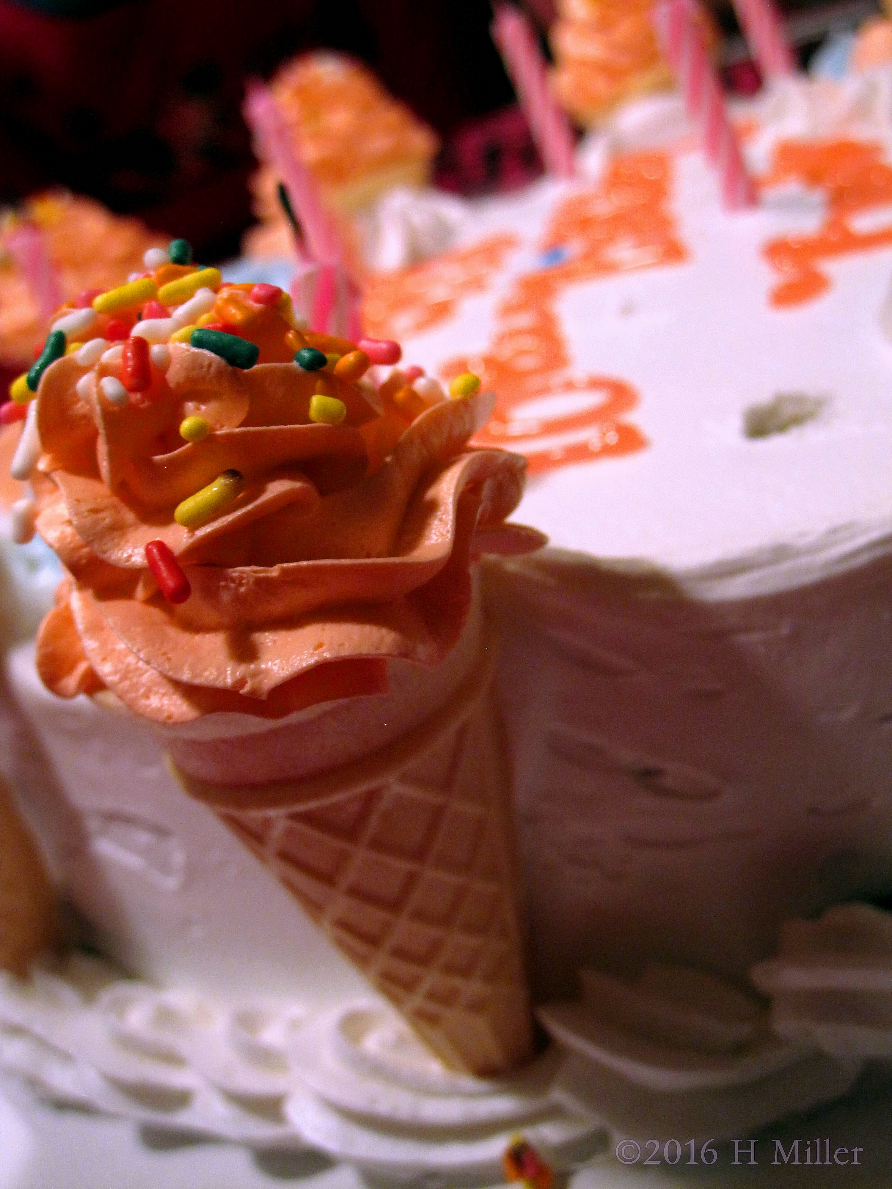 The Delicious Birthday Cake Surrounded By Even Tastier Ice Cream Cones! The Delicious Birthday Cake Surrounded By Even Tastier Ice Cream Cones!