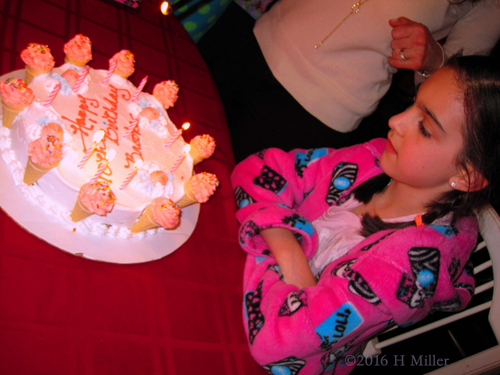 Delicious Birthday Cake With Yummy Ice Cream Cones Around!