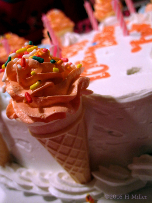 The Delicious Birthday Cake Surrounded By Even Tastier Ice Cream Cones!