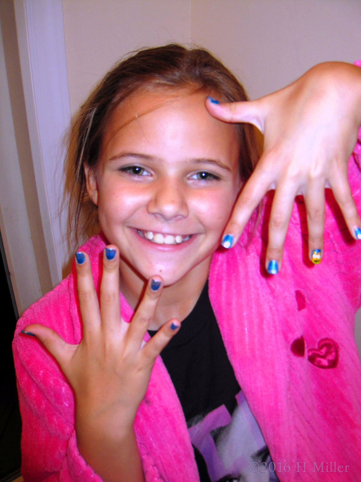 Smiling With Her New Nail Design At The Nail Spa! 