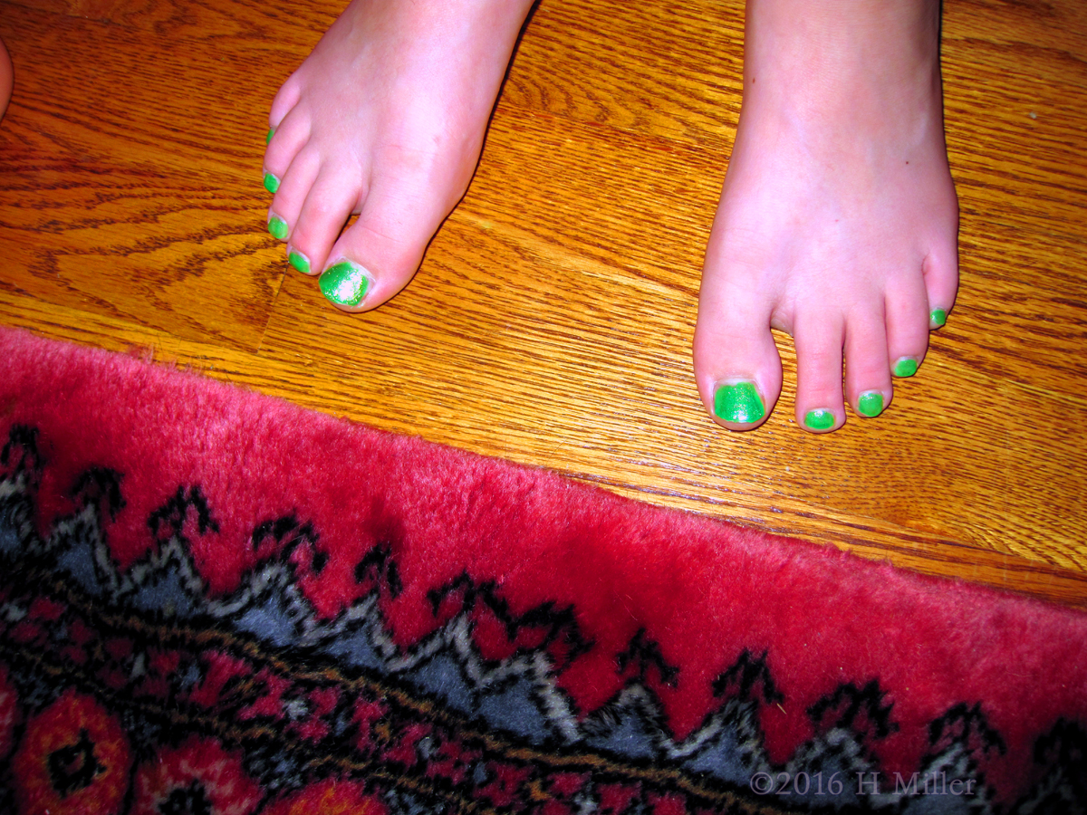 That Is A Lovely Green Shade She Chose For The Kids Pedicure! 
