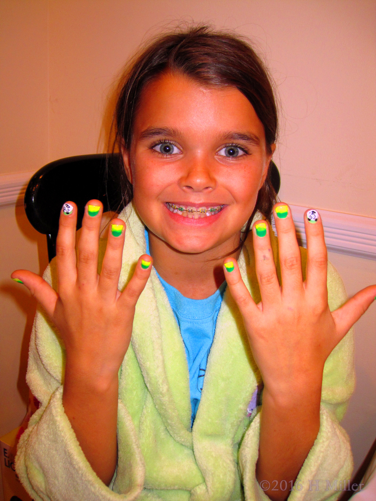 Smiling With Her Awesome New Girls Manicure! 