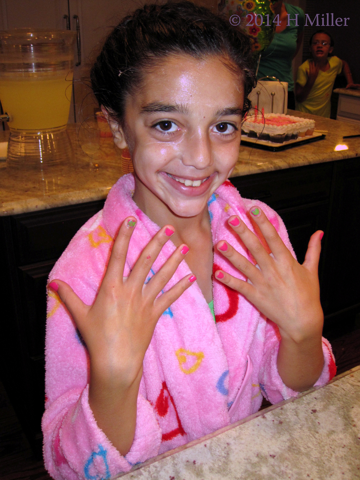 Showing Her Finished Mani.