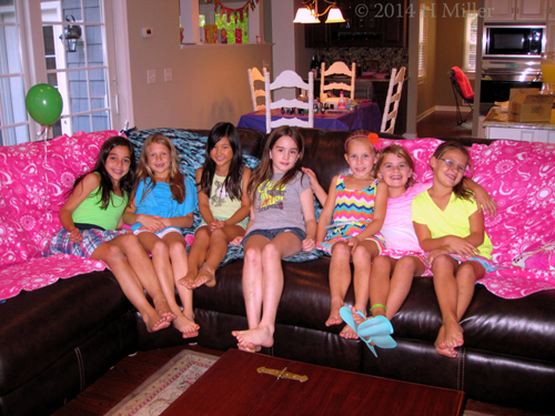 Caitlin And Guests Group Pic For Her Home Spa Birthday Party