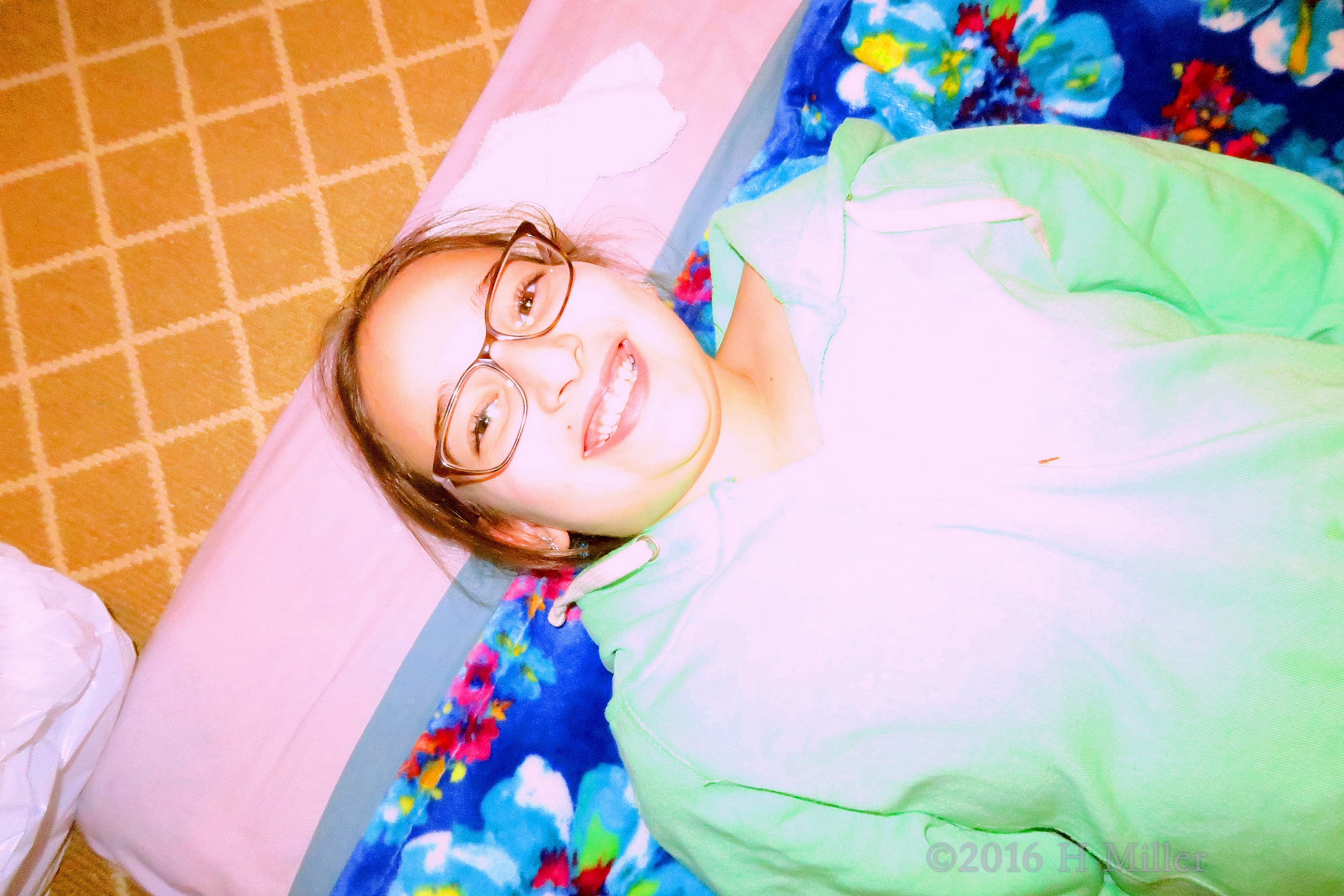 Smiling Before Her Facial Commences. Smiling Before Her Facial Commences.