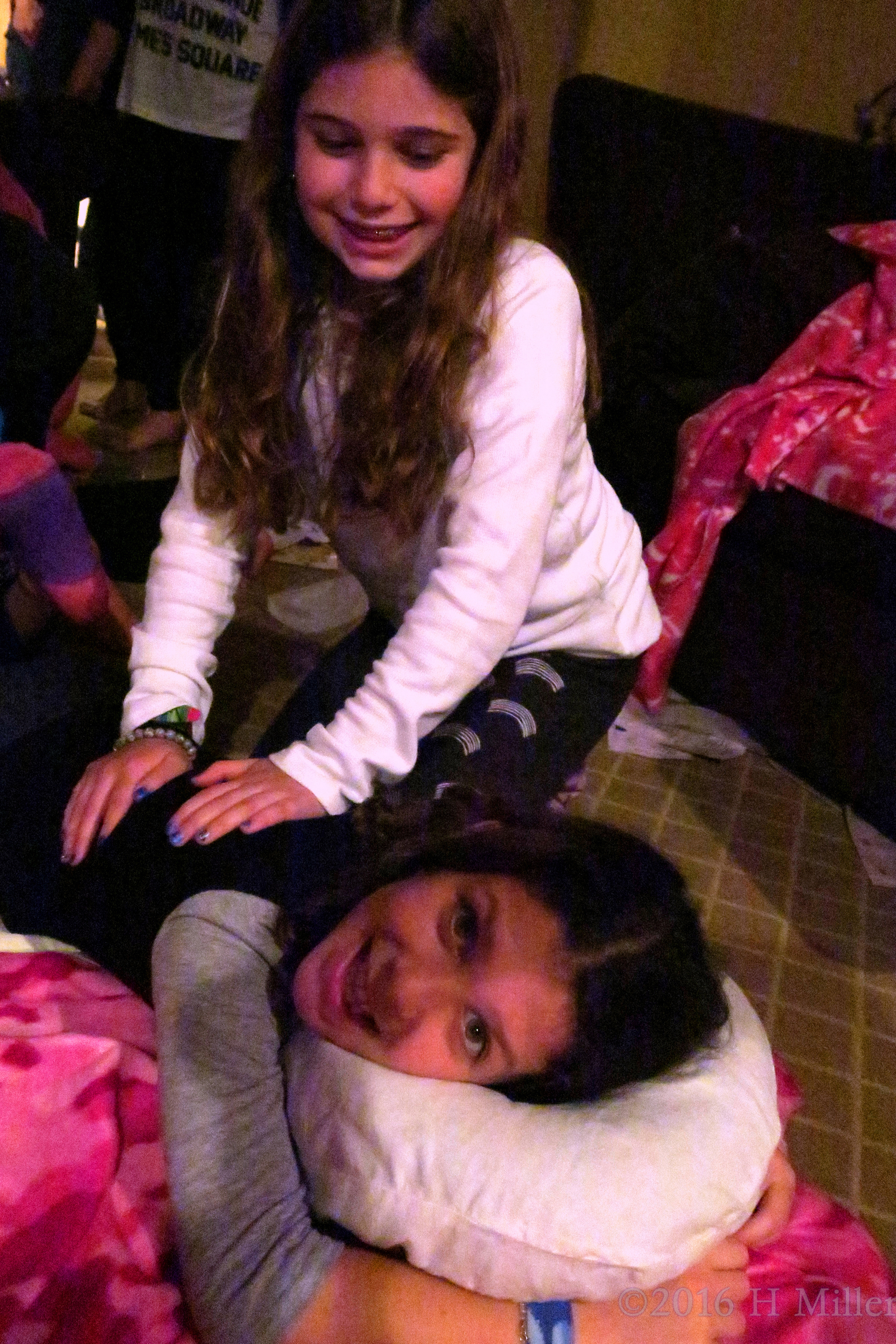 Helping Her Friend's Back With Massage. Helping Her Friend's Back With Massage.