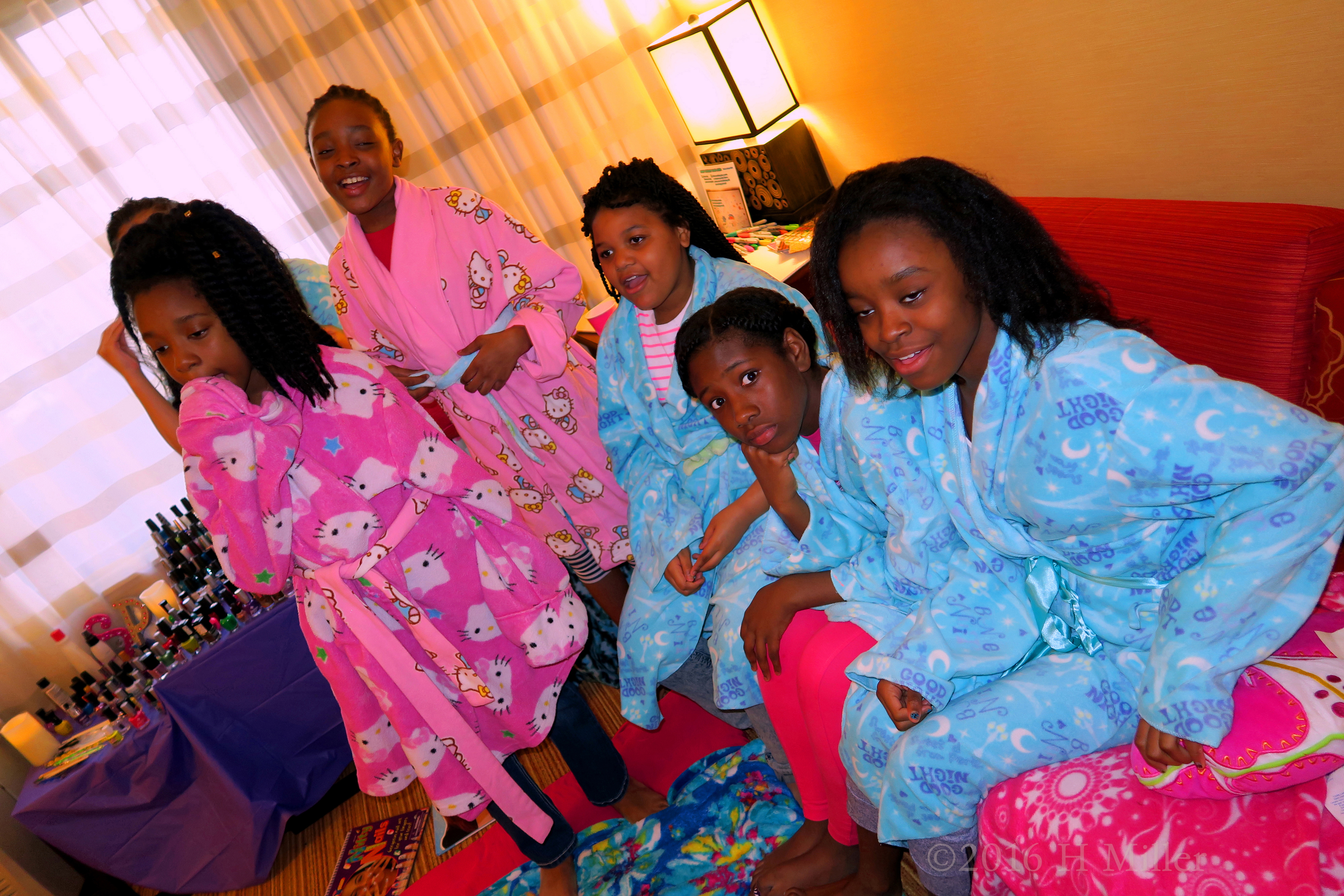 The Girls Ready For Their Spa Activities. The Girls Ready For Their Spa Activities.