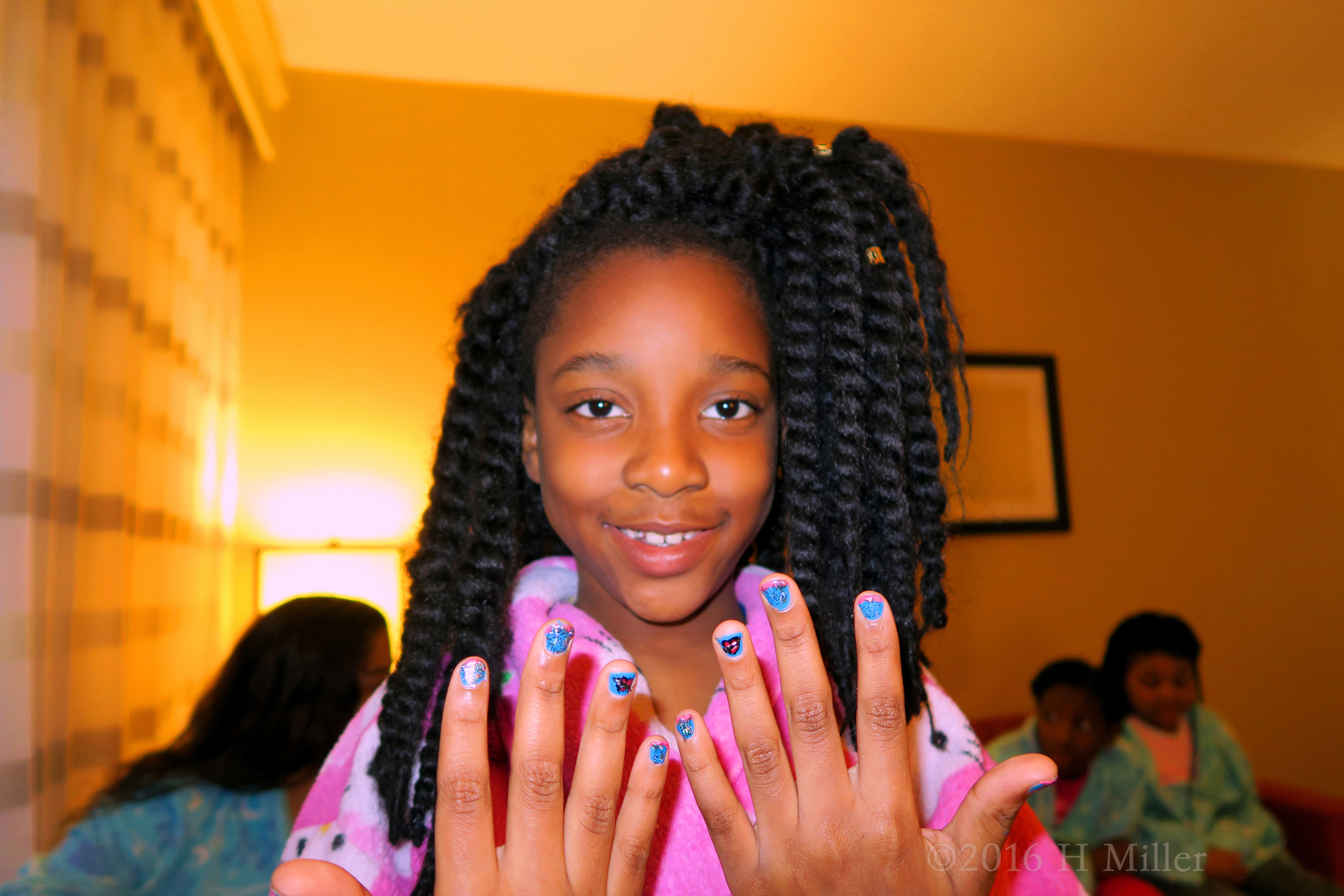 Showing Us Her Cool French Mani With Unqiue Color Pattern And Heart Tattoo Graphics. 