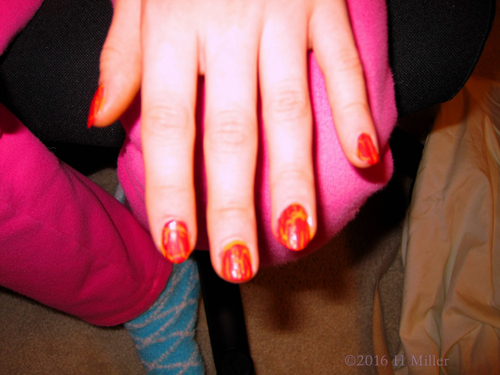 Cool Red And Yellow Kids Mani