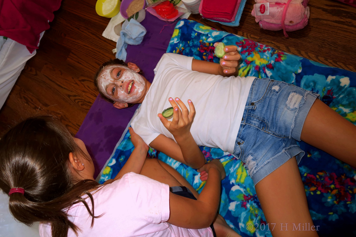 Cleansing Cucumbers To Rest The Eyes During Kids Facials. 