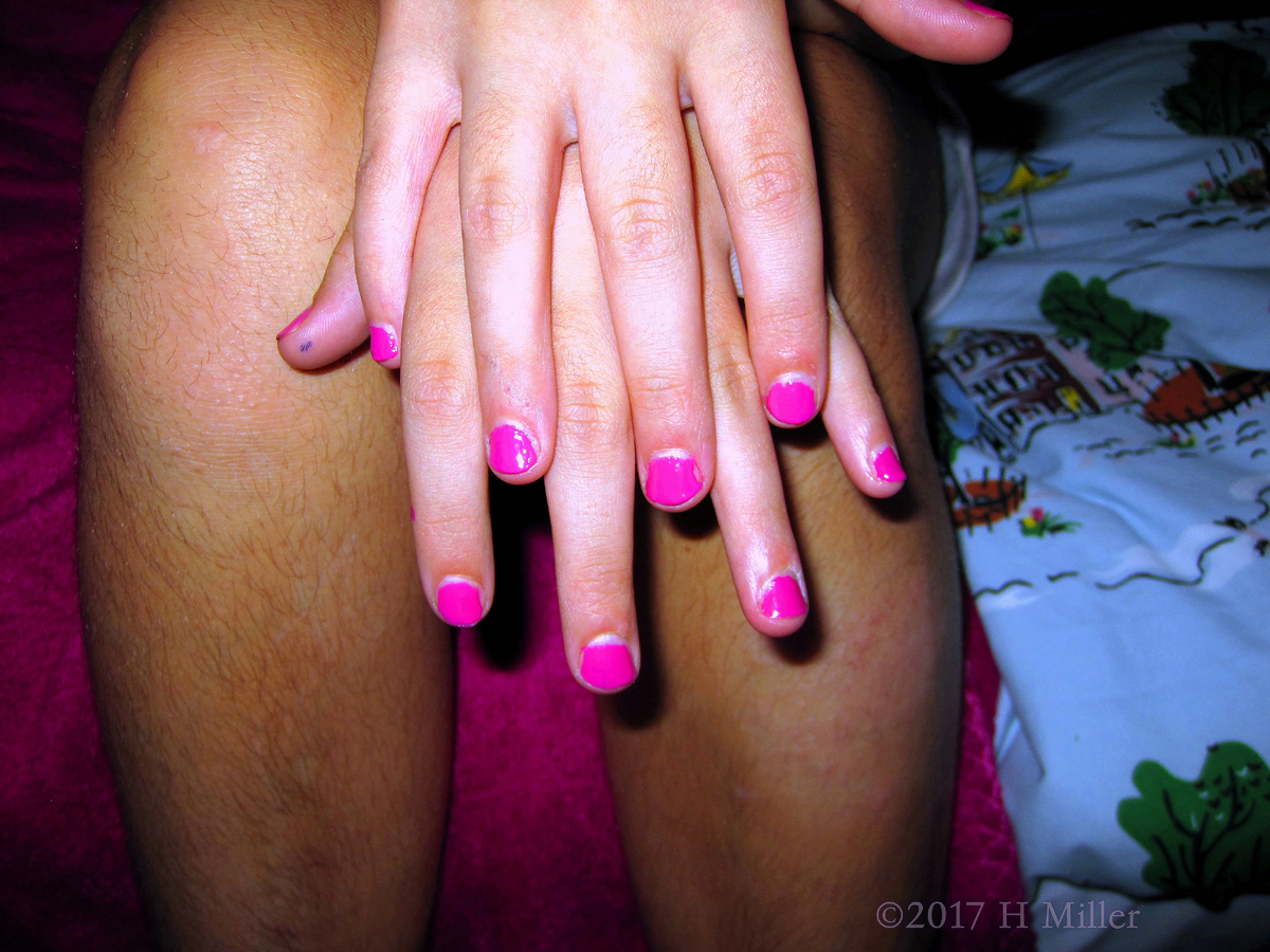 Nails On Nails Bright Pink Nails Girls Mani!! 