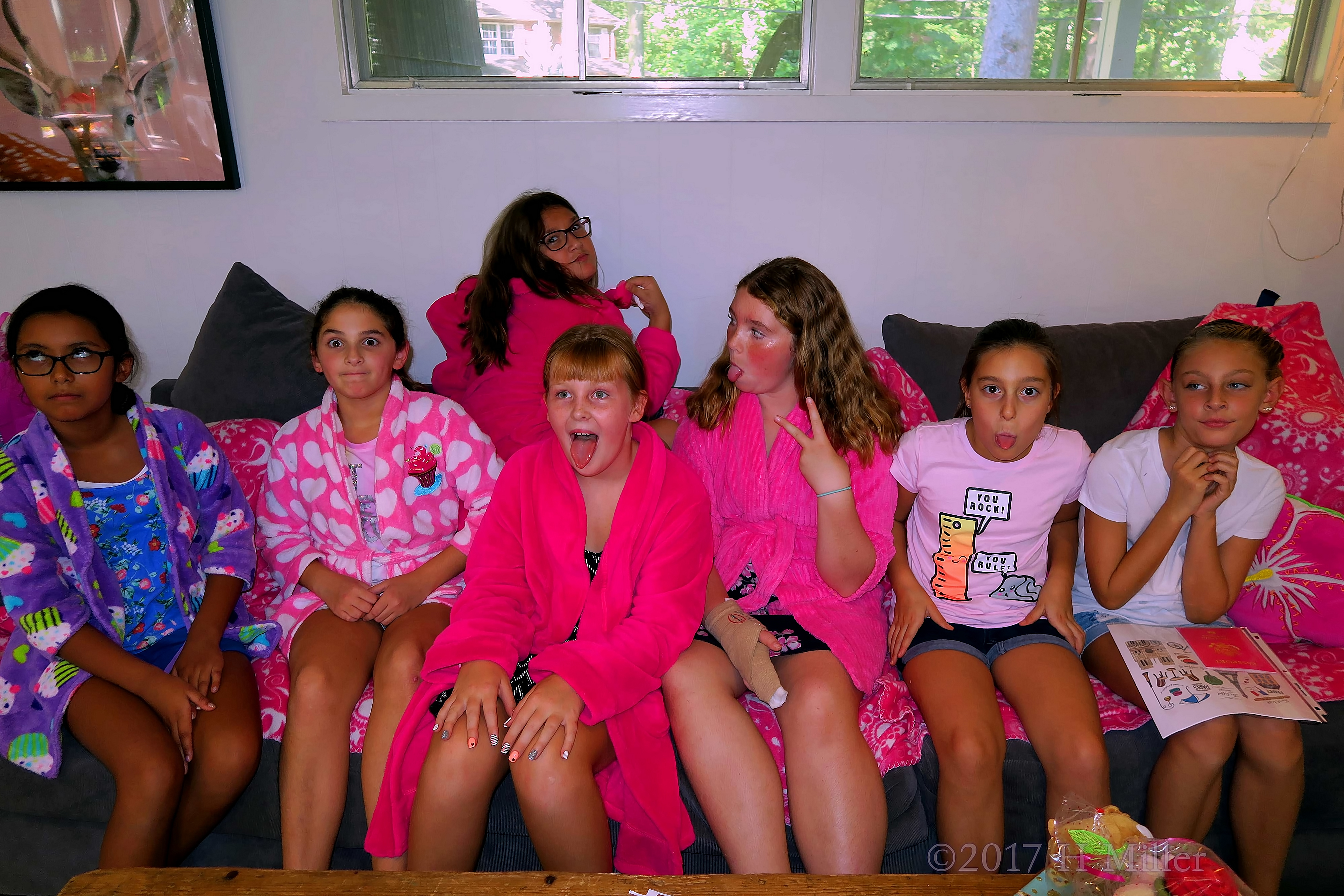 Charlie And Her Closest Friends Making Silly Faces At The Girls Spa. Charlie And Her Closest Friends Making Silly Faces At The Girls Spa.