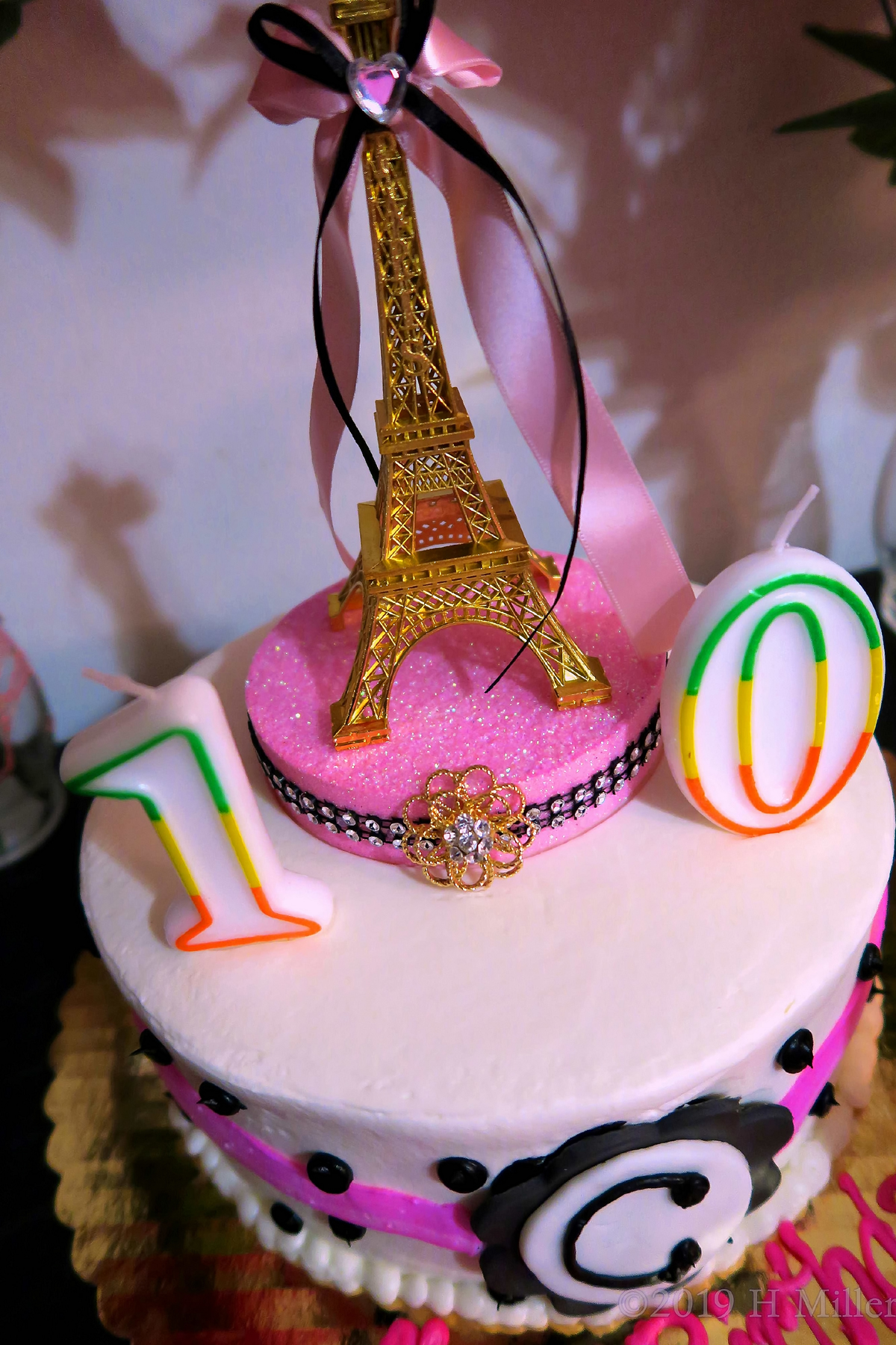 Pink And White Parisian Birthday Cake! 