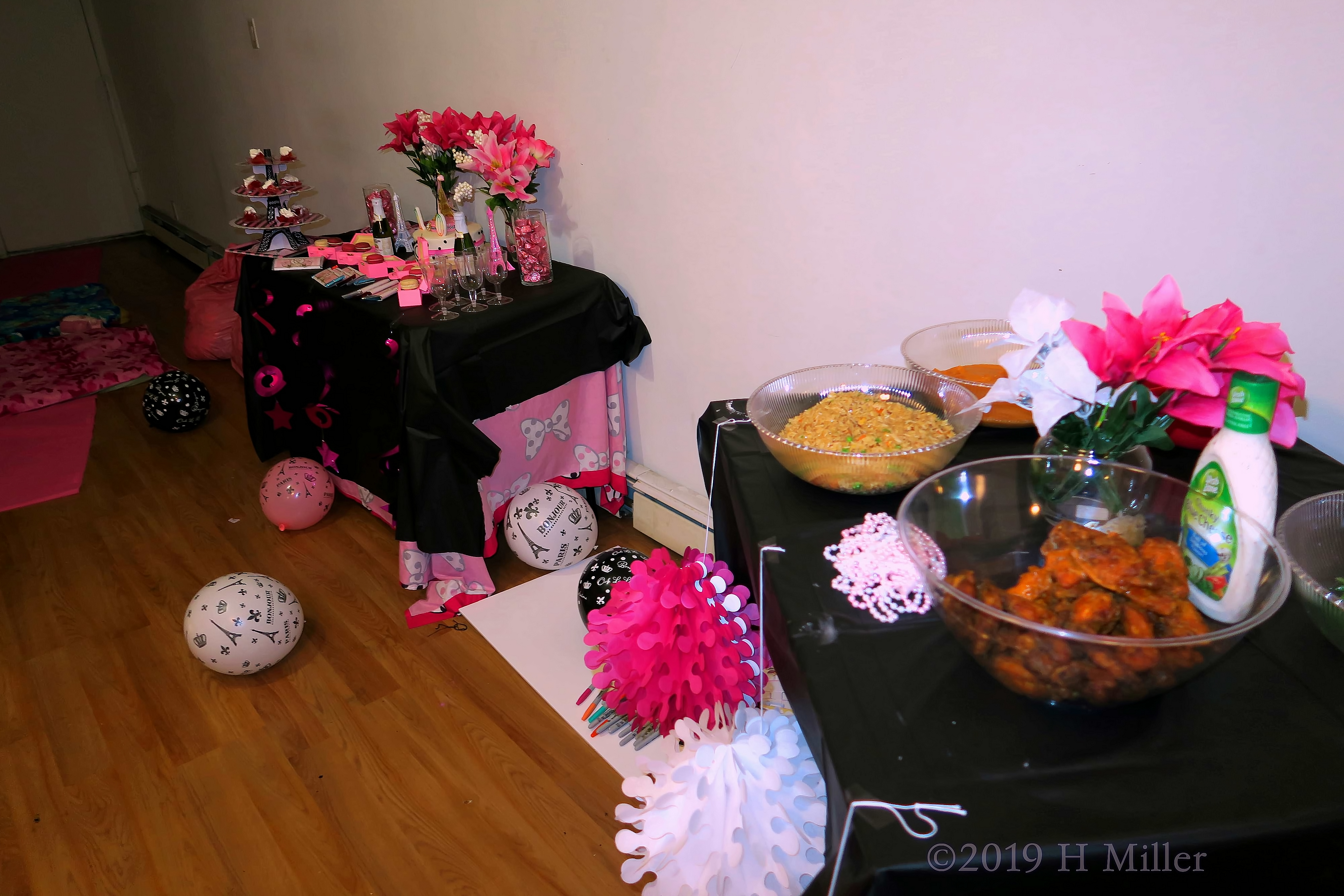 Scattered Balloons And Snacks For The Girls Spa! 