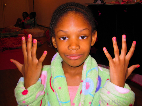 Pink Sparkly Girls Mani At The Kids Spa