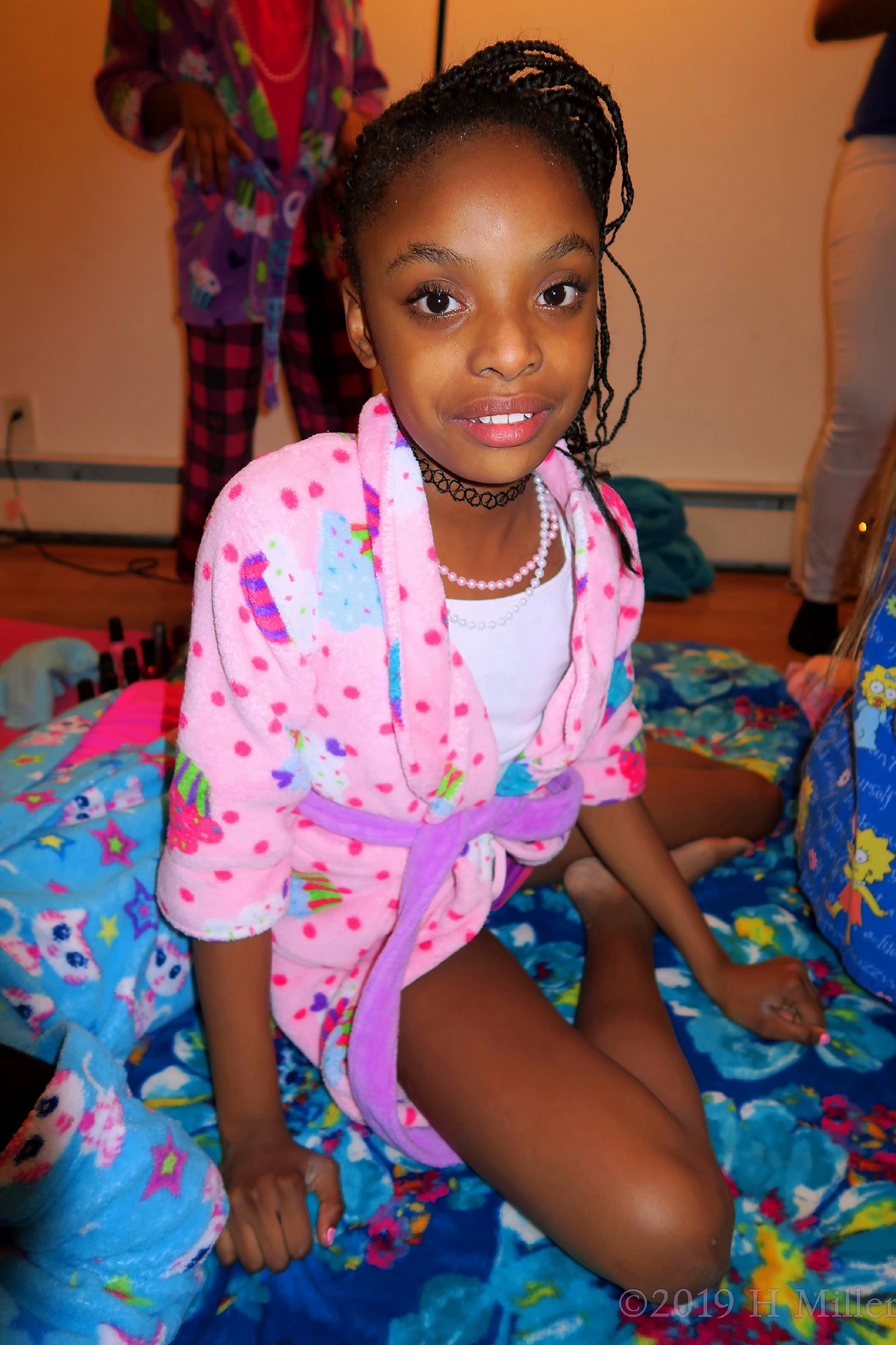 Ciony On The Blue Flowered Spa Mat After Her Girls Facial! 