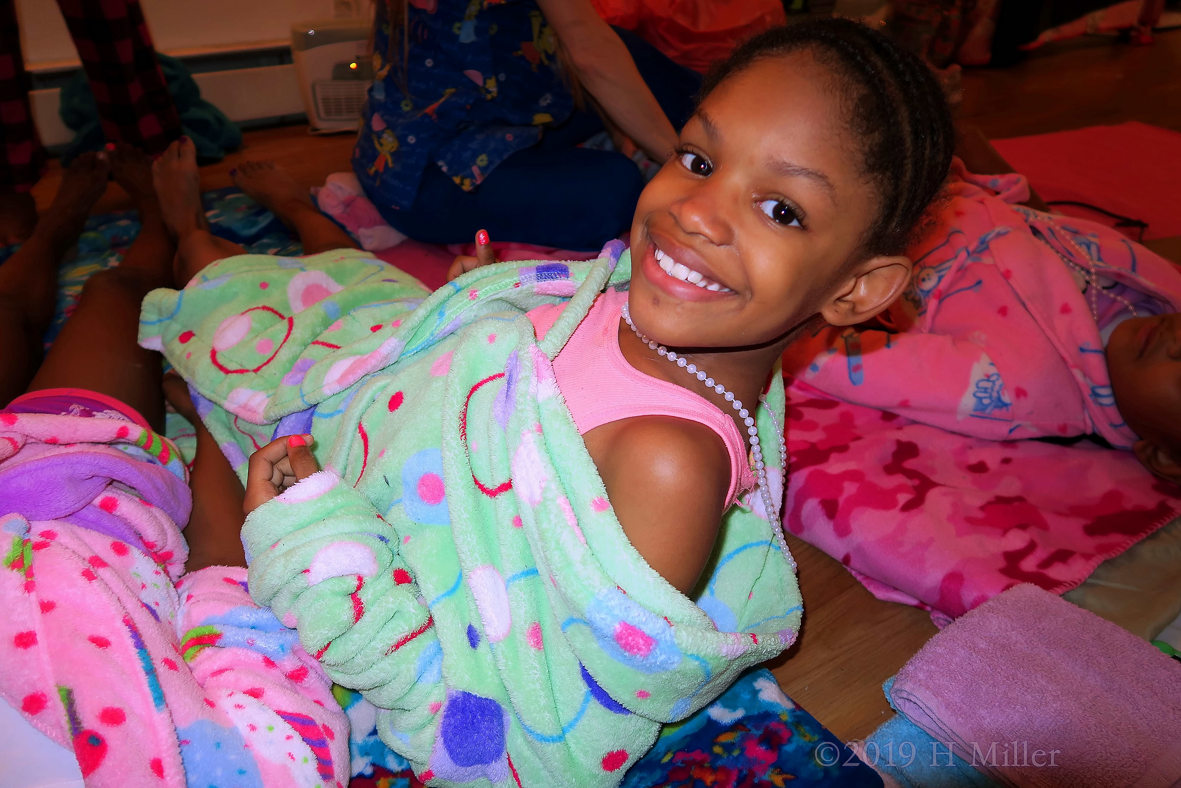 Lime Green Spa Robed Guest With Happy Smile Lime Green Spa Robed Guest With Happy Smile